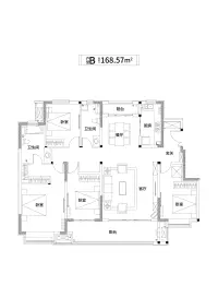 华润紫云府4室2厅1厨2卫建面168.57㎡