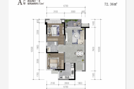 香城云庭2室2厅1厨1卫建面72.36㎡