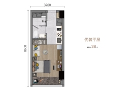 沣东华侨城文旅融合示范区1室1厅1厨1卫建面38.00㎡