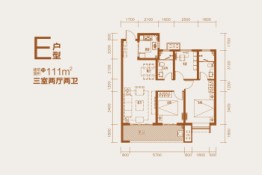 吾樾台3室2厅1厨2卫建面111.00㎡