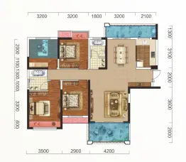 衡山新城4室2厅1厨2卫建面139.85㎡