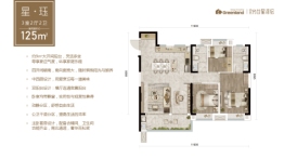 绿地光谷星河绘3室2厅1厨2卫建面125.00㎡