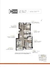 卓越华润玲珑悦府3室2厅1厨2卫建面90.00㎡