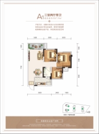 中鑫海铂悦澜庭3室2厅1厨1卫建面67.54㎡