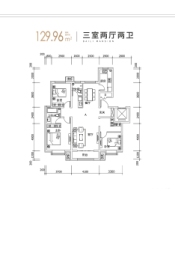 百郦学府3室2厅1厨2卫建面129.96㎡