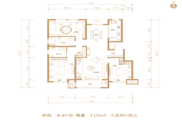 银基·悦蓝湾3室2厅1厨2卫建面134.00㎡