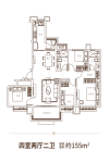 高层155㎡四室两厅两卫户型