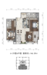 九锦云廷3室2厅1厨2卫建面146.39㎡