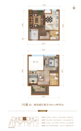 恒印广场2室2厅1厨2卫建面49.92㎡