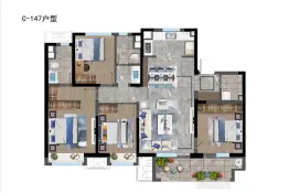 鲁商万科城|如园4室2厅1厨2卫建面148.00㎡