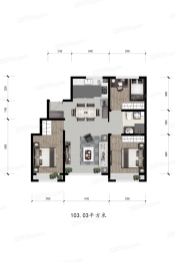 江南公馆3室2厅1厨1卫建面103.03㎡