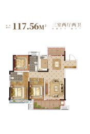 和顺·国樾府3室2厅1厨2卫建面117.56㎡