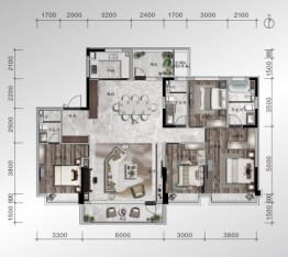 碧桂园云顶4室2厅1厨3卫建面190.00㎡