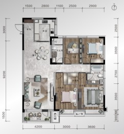 碧桂园云顶4室2厅1厨2卫建面148.00㎡