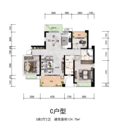 御城·金色晓岛3室2厅1厨2卫建面124.75㎡