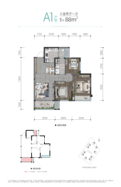 西溪里别院3室2厅1厨1卫建面88.00㎡