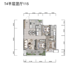 万达中央公园3室2厅1厨2卫建面115.00㎡