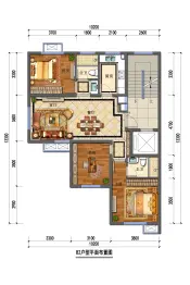 云溪小镇3室2厅1厨2卫建面100.62㎡