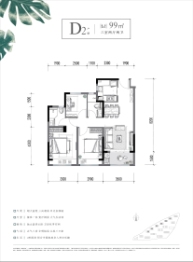 万科樟宜翠湾3室2厅1厨2卫建面99.00㎡