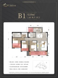 双楠悦天地3室2厅1厨2卫建面119.00㎡