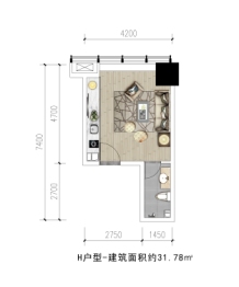 华奥广场建面31.78㎡