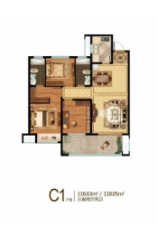 益宏宏天地3室2厅1厨2卫建面116.00㎡