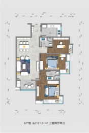 兴华名城3室2厅1厨2卫建面121.3㎡