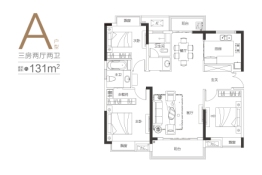 金奥湘江公馆3室2厅1厨2卫建面131.00㎡