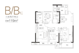 金奥湘江公馆3室2厅1厨2卫建面119.00㎡