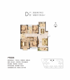 公园壹号4室2厅1厨2卫建面139.80㎡