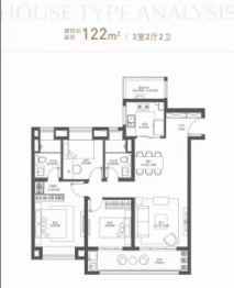 城投·金地阅峯汇3室2厅1厨2卫建面122.00㎡