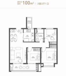 城投·金地阅峯汇3室2厅1厨1卫建面100.00㎡