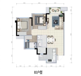 敏捷星汇源著3室2厅1厨1卫建面75.00㎡