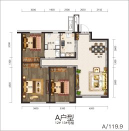 乌房蓝锦湾3室2厅1厨1卫建面119.90㎡