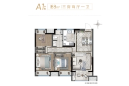 拾光樾3室2厅1厨1卫建面88.00㎡