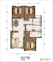 乌房蓝锦湾3室2厅1厨2卫建面133.71㎡