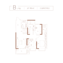 润泓·崇文院3室2厅1厨2卫建面98.00㎡