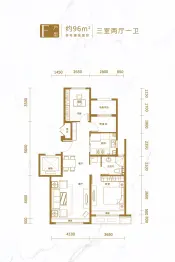 融创公园壹号3室2厅1厨1卫建面96.0㎡