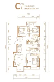 金地·都会名悦3室2厅1厨2卫建面106.20㎡