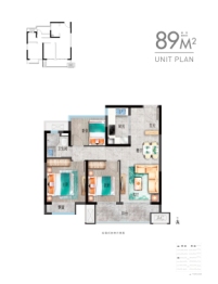 都会理想花园3室2厅1厨1卫建面89.00㎡