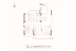 长河东岸3室2厅1厨2卫建面124.66㎡