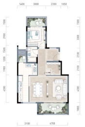 复地·公园和光4室3厅1厨3卫建面147.00㎡