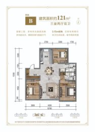 景云水岸3室2厅1厨2卫建面121.00㎡