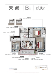 翡翠天宸3室2厅1厨2卫建面115.00㎡