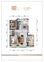 金域华庭3室2厅1厨2卫建面127.00㎡