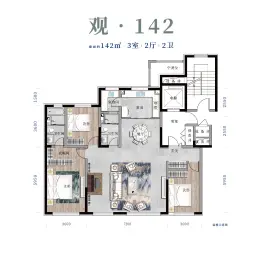 首创·禧悦大观3室2厅1厨2卫建面142.00㎡