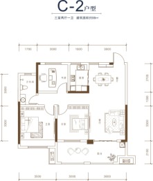 碧溪天地3室2厅1厨1卫建面99.00㎡