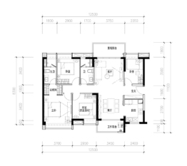 时代倾城·天宸4室2厅1厨2卫建面128.00㎡