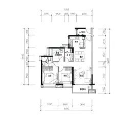 时代倾城·天宸3室2厅1厨2卫建面99.00㎡