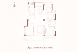 长河东岸3室2厅1厨2卫建面121.83㎡